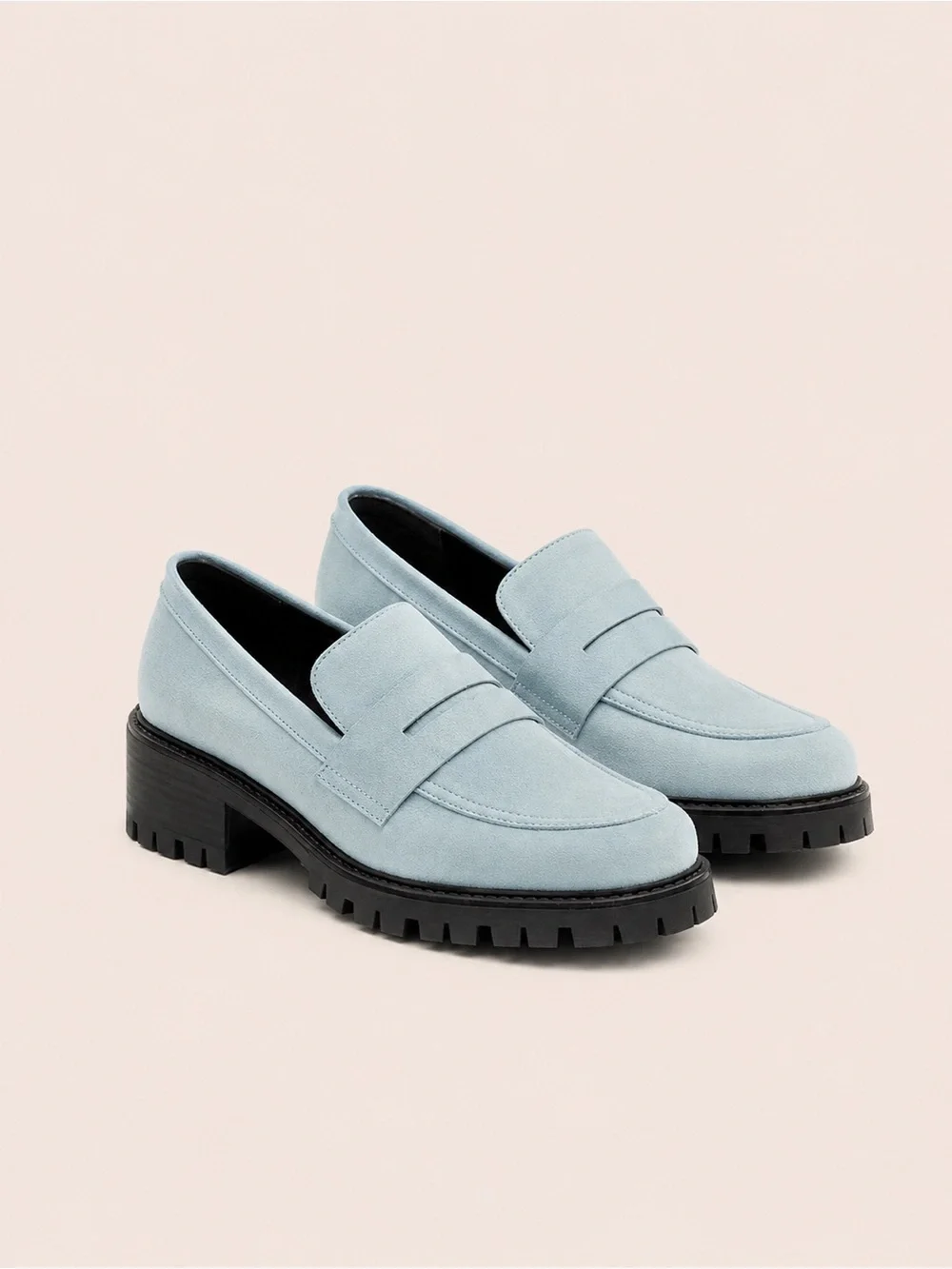 Maguire Sintra Powder Blue Suede Lug Sole Penny Loafers EU 38 Made in Portugal